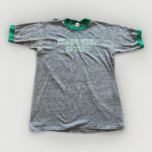 Vintage Slippery Rock Pride Shirt Mens L Ringer Russell Athletic 70s Gray